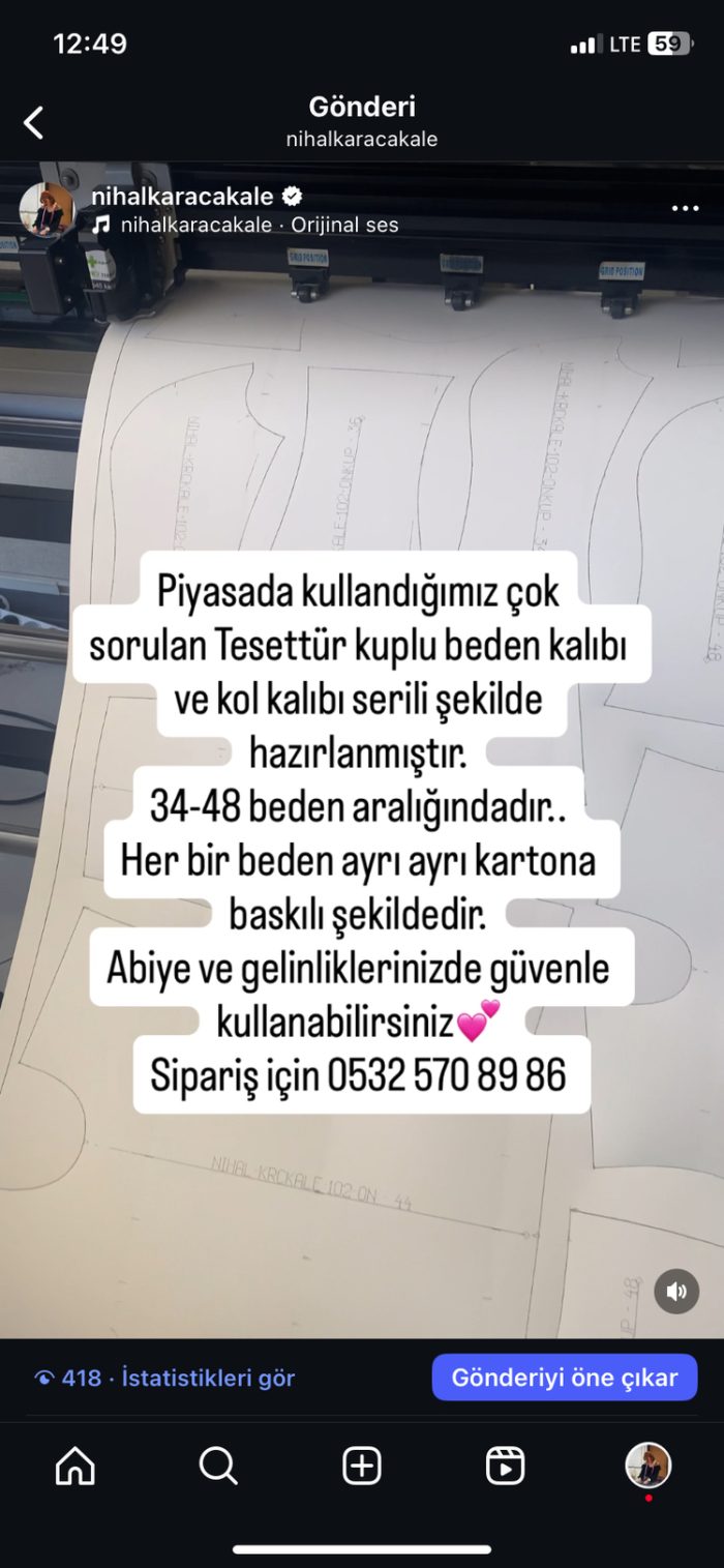Tesettür büstiyer kuplu beden kalıbı kartona baskılı ( kol dahildir) tüm seri